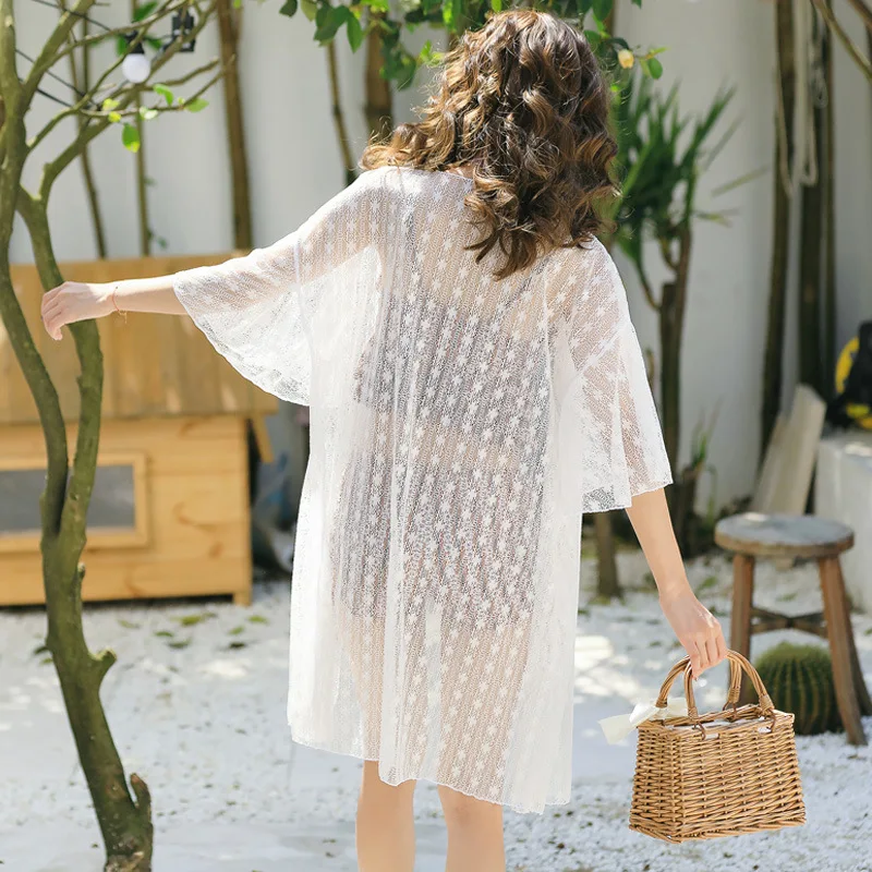 

Stripes Spaghetti Strap Small Bust Gathering Three-piece Set Swimwear Lace Cover-up High-waisted Comfortable Boxers WOMEN'S Swim