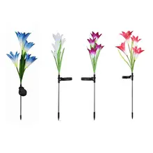 Открытый 4 солнечный фонарик-Лилия Led искусственный цветок декоративный светильник сад пол вставки газон светильник