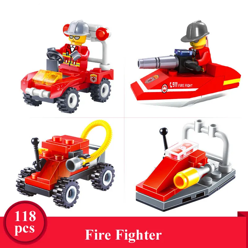 4 шт./компл. городская Полиция Пожарные пожарные грузовики автомобиль Вертолет