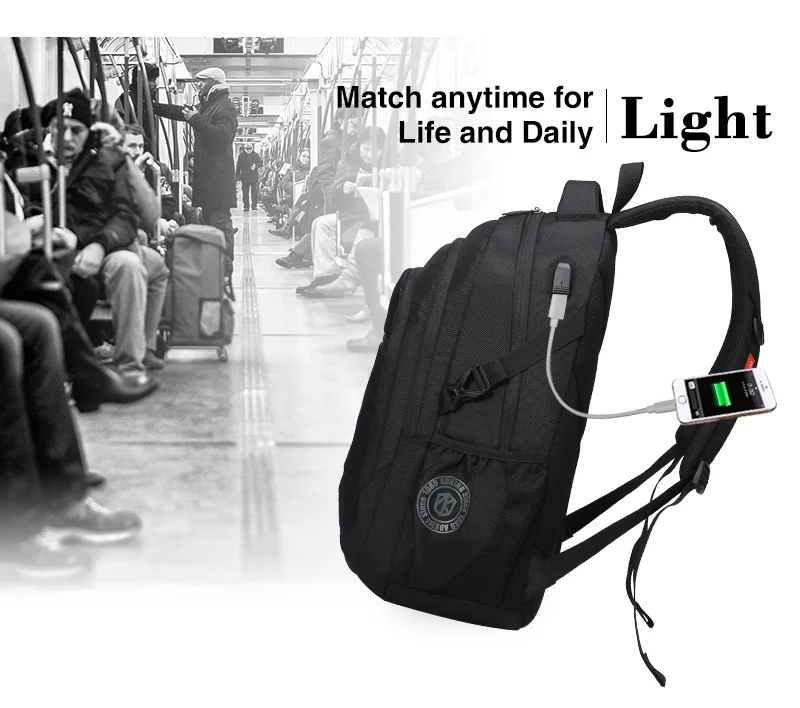 Aoking рюкзак для путешествий с внешним usb-портом и светоотражающей полоской для женщин, водонепроницаемый рюкзак для ноутбука
