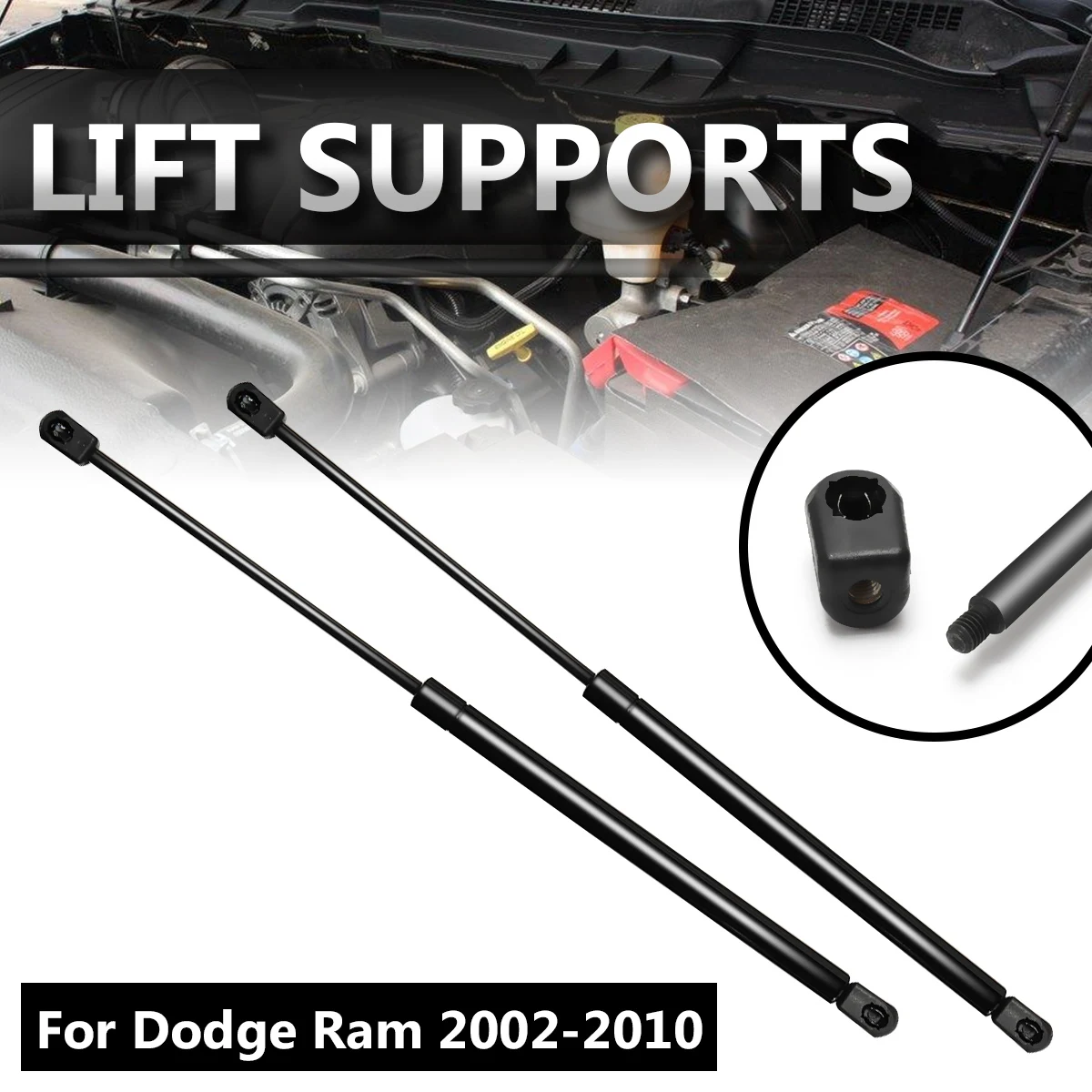 

2pcs Car Front Bonnet Hood Lift Supports Shock Struts Arm 4364 For Dodge Ram 1500 2500 3500 2002-2010