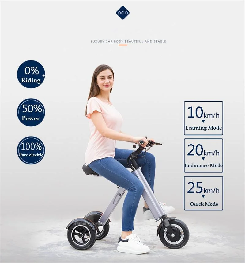 Daibot 10 Inch Electric Tricycle Scooter Three Wheels Electric Scooters Foldable Kick Scooter Electric 36V 250W Range 45KM (20)