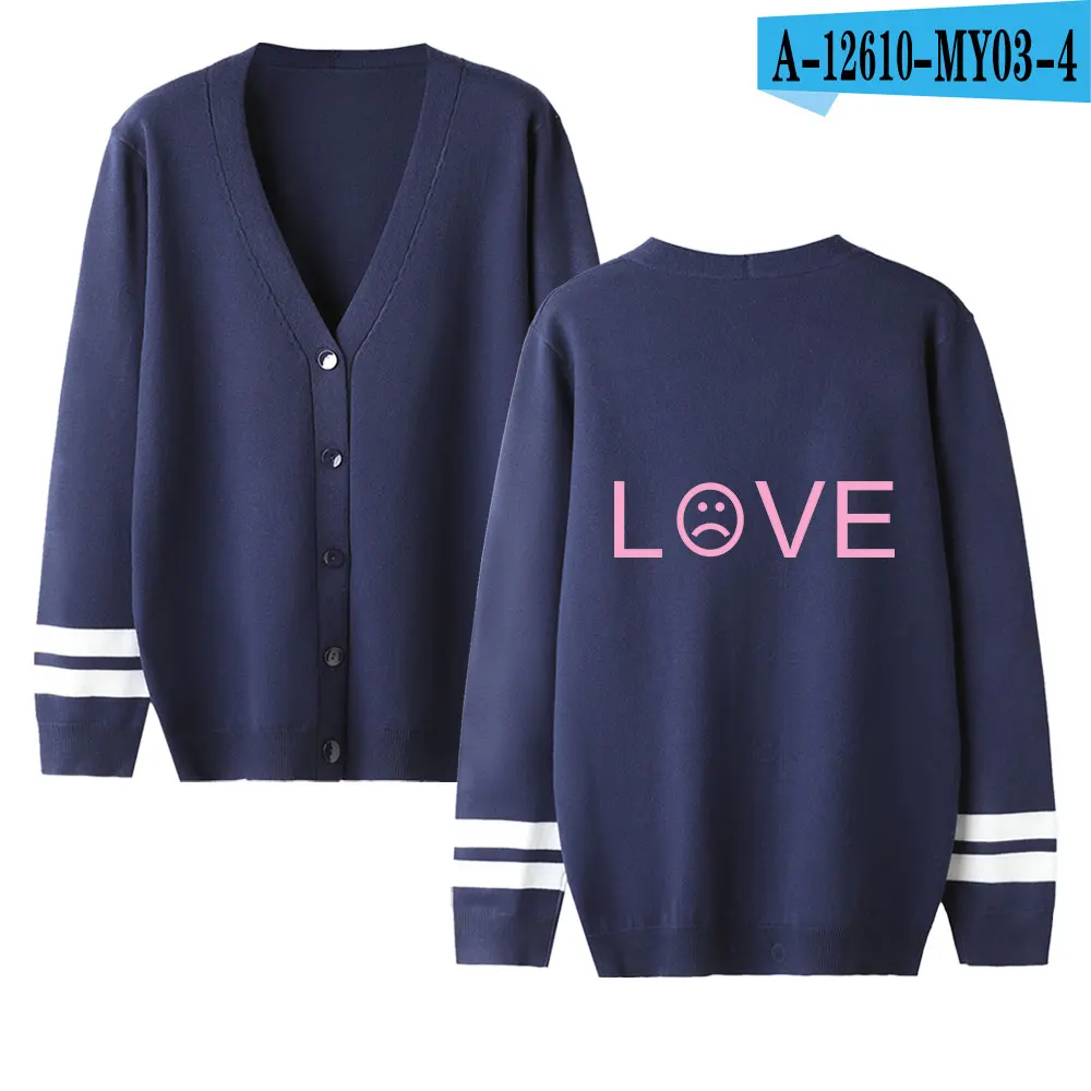 navyblue Lovers кардиган свитер Lil Открытый свитер для улицы Женский Повседневный осенний v-образный вырез с длинным рукавом вязаный осенний теплый свитер - Цвет: navyblue