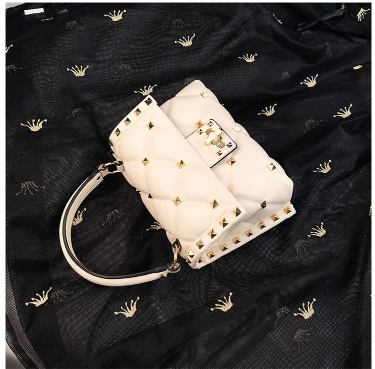 Летние Мини Сумки Роскошные модные овчины заклепки Алмазный наплечник сумки-мессенджеры женские кожаные сумки