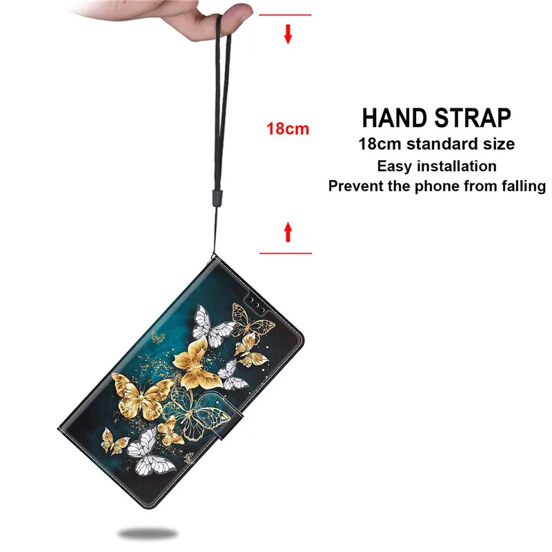 For Xiaomi Poco X3 Cartoon Butterfly Case Capa on Xiomi Poco X3 Pro NFC POCOX3 Case Card Slot Wallet Leather Magnetic Book Cover