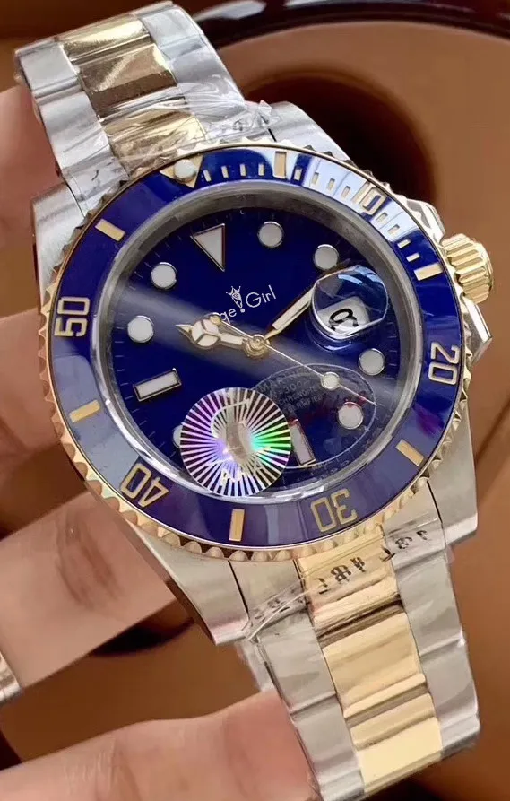 

Luxury Brand New Men Automatic Mechanical Watch Gold Silver Black Blue Green Stainless Steel Ceramic Bezel Sapphire Heavy 40mm