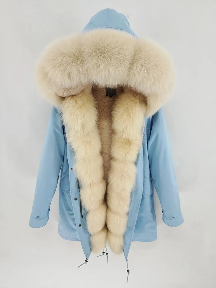 Женское пальто на натуральном меху FURTJY, парка длинная, теплая, с лисьим меховым воротником, съемная подкладка, зимний сезон - Цвет: 14