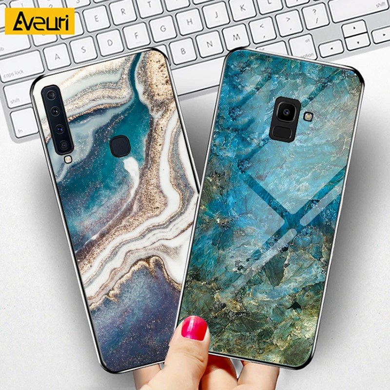 Роскошный чехол для телефона с мраморным стеклом Samsung Galaxy A7 A5 2017 A520 J4 J6 A6 A8 Plus A9 2018