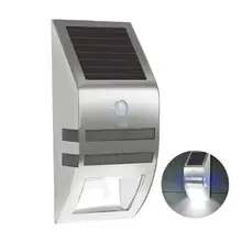 Solar Wall Lamp Stainless Steel Human Body Sensor Light 2 LED Waterproof Light for Outdoors Villa Courtyard Corridors Garden