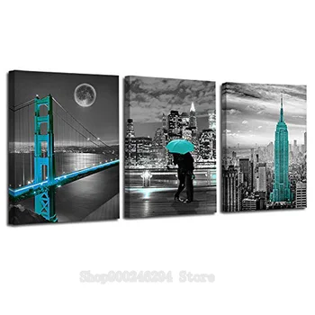 

Romantic Painting Feature Full 5D DIY Diamond Painting NYC wall art Diamond Embroidery black white green city night FF1449