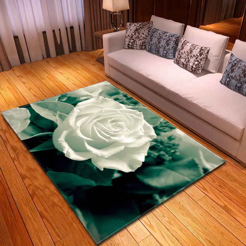 Romantic Valentine's Rose Rugs Carpets Soft Flannel Non-slip Bedroom Area Rugs Bedside Mat 3D White Rose Living Room Carpet Romantic Valentine's Rose Rugs Carpets Soft Flannel Non-slip Bedroom Area Rugs Bedside Mat 3D White Rose Living Room Carpet