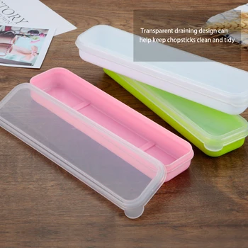 

8pcs Color Transparent Cutlery Box Chopsticks Knife And Fork Storage Box Portable Transparent Box Clamshell Case Assorted Color