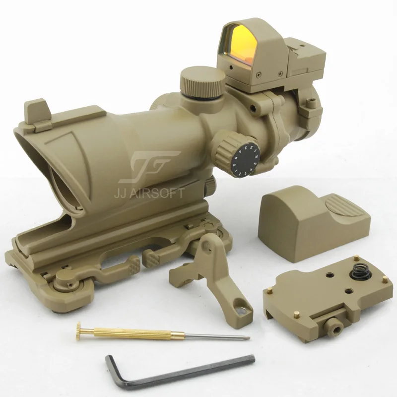 JJ страйкбол ACOG Стиль 4x32 область полное освещение w QD крепление и мини красная