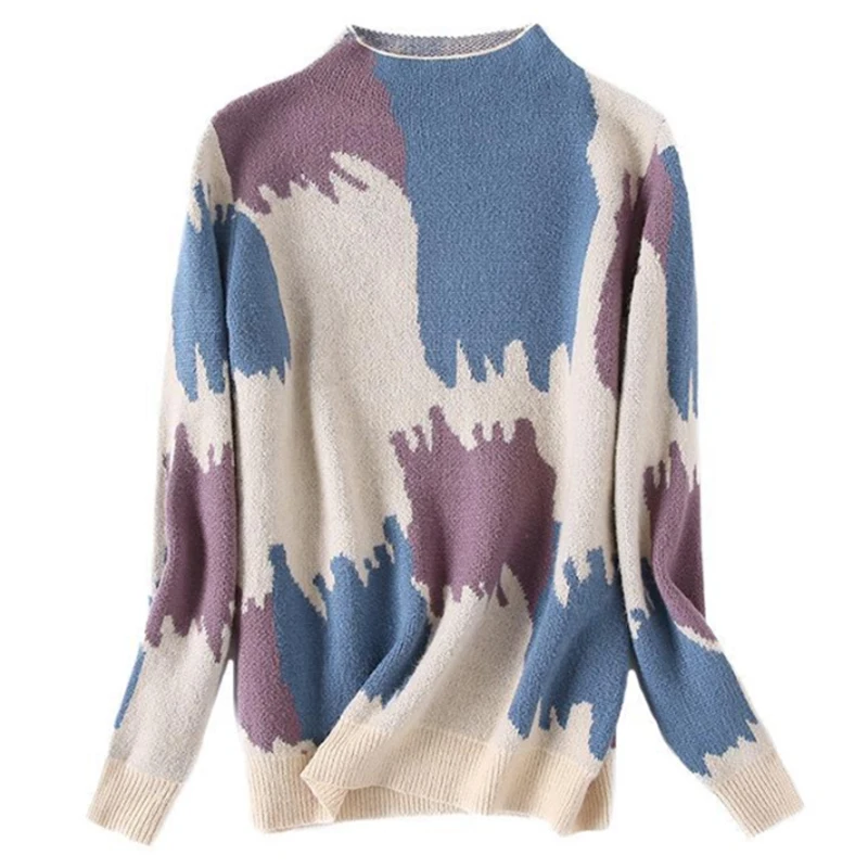 Knitted Sweater Women 2019 New Women's Autumn Winter Loose Long Sleeves Slicing Casual Turtleneck Pullover Winter Clothes Women Knitted Sweater Women 2019 New Women's Autumn Winter Loose Long Sleeves Slicing Casual Turtleneck Pullover Winter Clothes Women