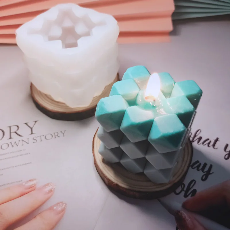 3D Изящные геометрические Силиконовые свечи шаблоны для изготовления