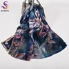 [BYSIFA]  Green Blue Ladies Satin Long Silk Scarf Shawl New Fashion Brand Scarves Printed Spring Fall Female Head Scarf 160*70cm