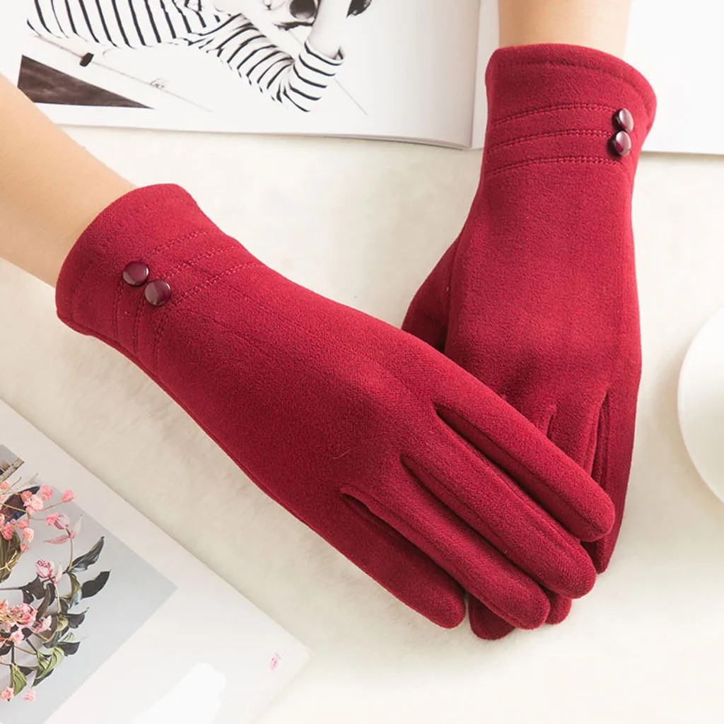 Простые теплые однотонные повседневные перчатки guantes invierno mujer, женские повседневные зимние наручные варежки, перчатки для вождения, модные женские перчатки LS* D