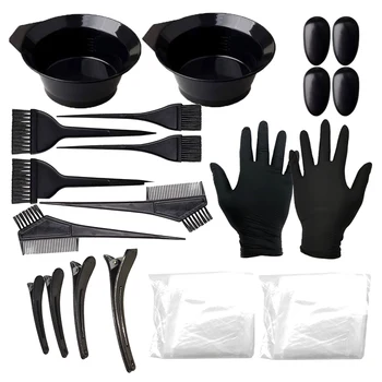

22Pcs Hair Dying Tools Set DIY Hair Coloring Hairdressing Brushes Combs Mixing Bowl Salon Hair Dye Tint Hair Styling Tool Kit B