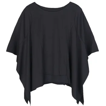 

XUXI 2020 Summer Clothes New Women Bat Sleeve T-shirt Dark Series Niche Design Fashion Irregular Short Sleeve TShirt Top FZ1481