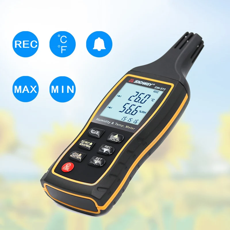 SNDWAY SW-572 цифровым термометром и гигрометром декоративные часы для температура дисплея LCD измеритель влажности с сигнализацией, хорошее качество, Функция