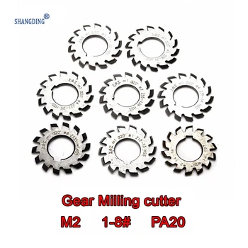 

M2 module PA20 NO.1-NO.8 60mm * 22mm, inner hole 8 PCs HSS gear cutters set free shipping tool machine accessories