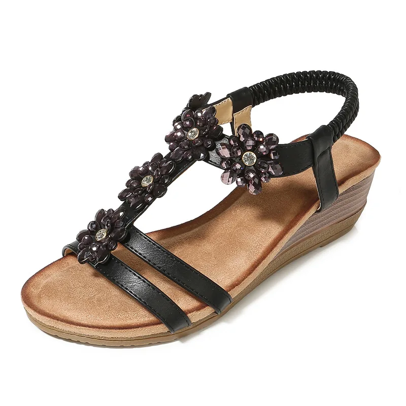 

Bohemian Sandals Large Size 2019 Women's Female Shoe Round Toe Retro Woman Shoes Med Clogs Wedge Boho Summer Sale Ladies