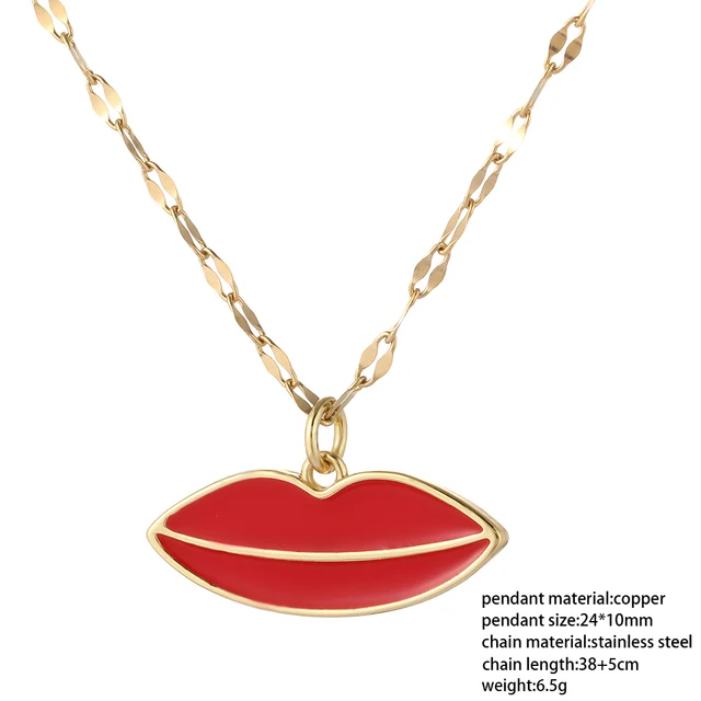 Red Heart Love Pendant Necklace for Women Choker Long Chains Neck Lace Gold Collar Lovers Gift Boho Party Fashion Jewelry 2021 NK005G12