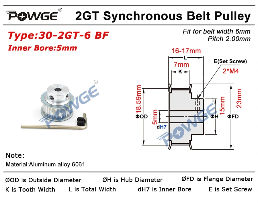 POWGE комплект синхронного шкива GT2/2GT 16 T: 60T 20 T: 60T 30 T: 60T 40 T: 60T понижающий коэффициент скорости зубчатый шкив 200/280 мм