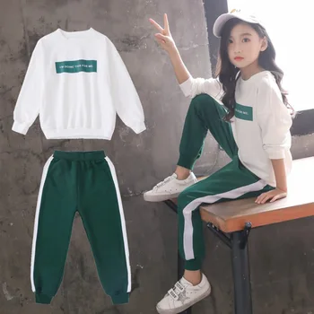 

2020 Baby Girls Clothing Set Long Sleeve Children Clothing Sets Autumn Sweatshirts Pant Sport Kids Clothes Suit 7 8 9 10 12 Year