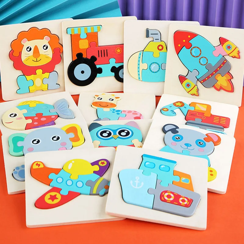 Gift Color Matching Cartoon Design Puzzles Wooden Toys Educational Toys 