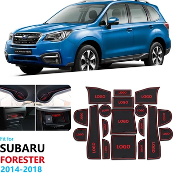 

For Forester 2014 2015 2016 2017 2018 SJ MK3 Anti-Slip Rubber Gate Slot Cup Mat Door Groove Coaster Accessories Car Stickers