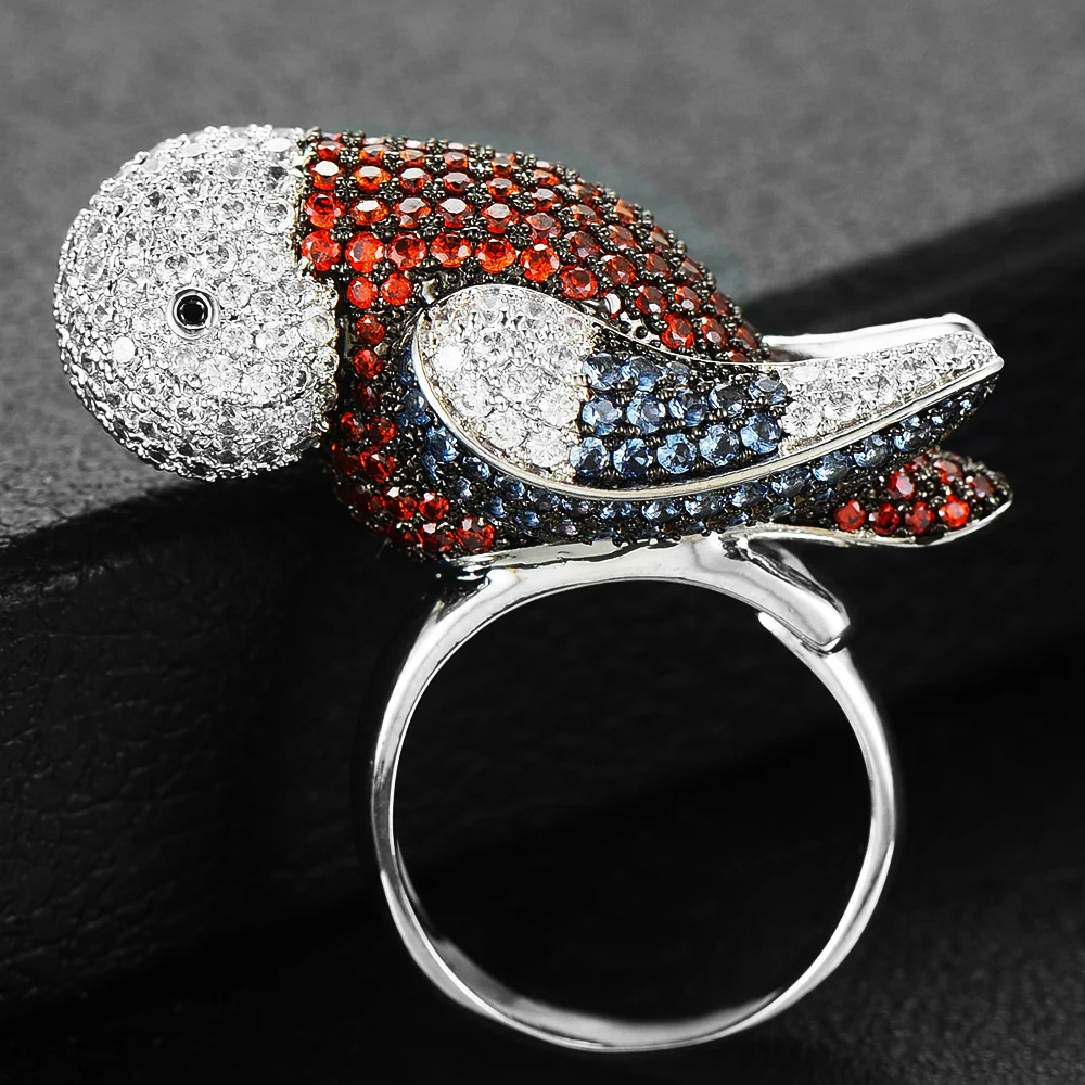 GODKI, Трендовое очаровательное кольцо с попугаем, кубический циркон, массивное кольцо для женщин, кольца на палец, бусины, очаровательное кольцо, богемное пляжное ювелирное изделие