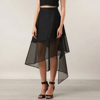 

Maxi Skirts Black Asymmetrical Hemline Exquisite Women Customized A-line Evening Prom Party Long Skirts