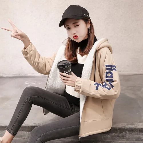 

Photo Shoot Lambs Wool Coat GIRL'S Winter 2019 New Style Korean-style Junior High School Students Mid-length Brushed And Thick C