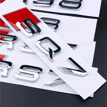 

Car Styling 3D Metal Emblem Sticker Trunk Logo Decoration For Audi A3 A4L A5 S3 S4 S6 S5 S8 RS3 RS5 Q7 Q3 Accessories