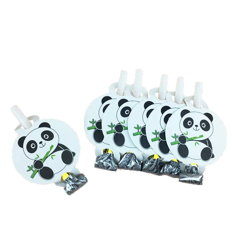 6Pcs/lot cute panda Cartoon Funny Whistles Children Birthday Party Blowing Dragon Blowout Baby kids birthday party decoration