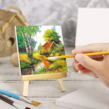 

10 Pack Canvas and Easel Set Painting Craft Drawing Art Decoration Canvas Painting Stand Kit