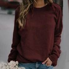 

2021 Autumn Plus Size Long Sleeve Female Pullovers Casual Lady Tops Solid Fleece Round Neck Women Knitted Warm Winter Sweatshirt