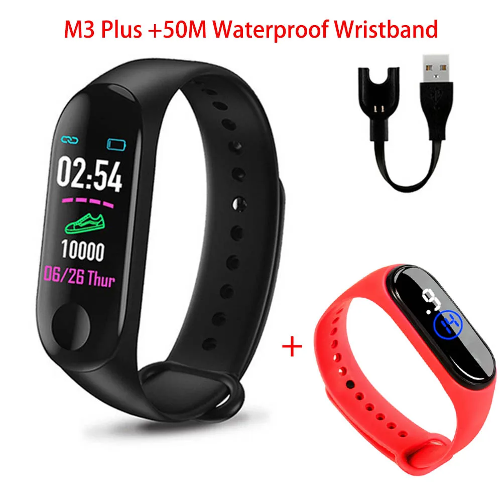 Смарт-часы M3 Plus, M3Plus, Bluetooth, умные полосы, фитнес-трекер, пульсометр, умные часы с водонепроницаемым браслетом 50 м - Цвет: as the show