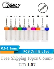 XCAN 10 шт./партия 0,6 мм импортные, карбидные сверла PCB, печатная плата, мини-сверлильный набор с ЧПУ