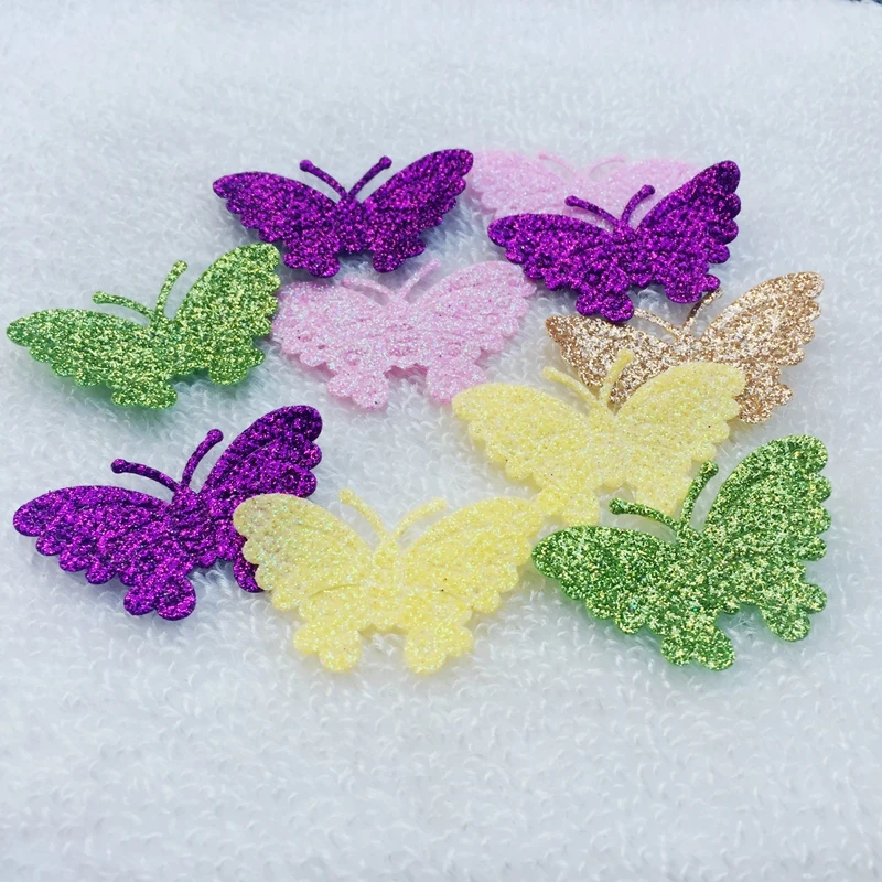 Блестящая бабочка Bepowder аппликация из ткани мягкие патчи для рукоделия/одежды/шпильки/свадьбы DIY аксессуары 24*40 мм 50 шт C69A