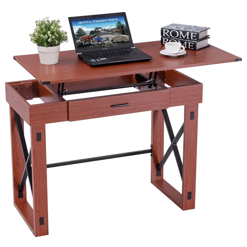 

Home Writing Study Lift Top Solid Wood Adjustable Computer Desk Stylish Sturdy Steel Construction wood top Tables HW56039