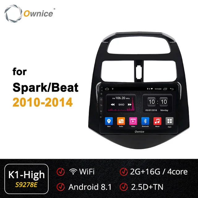 Ownice carplay Android 9,0 автомобиля DVD gps навигация плеер Octa Core 4G DSP SPDIF для CHEVROLET 2010 2011 2012- Spark Beat - Цвет: S9278 K1-High