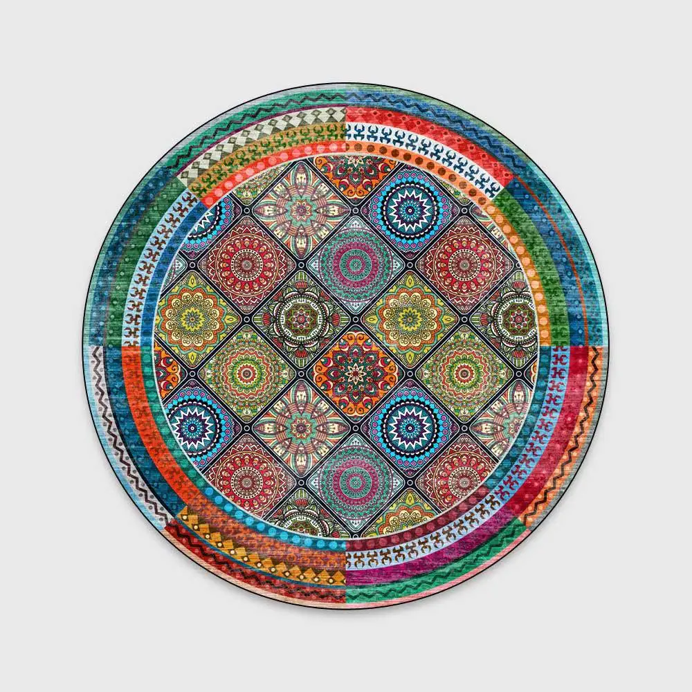 地毯-圆形-民族风-破布拼接-C-C