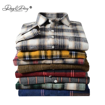 

DAVYDAISY Men Plaids Stripes Cotton Shirt Casual Flannel Long Sleeve Shirts Spring Autumn Streetwear Male Brand Shirt MS009