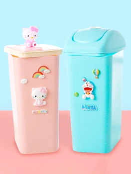 

Kitchen Living Room Bathroom Trash Storage Bin Plastic Trash Bin 8L/12L Hello Kitty Trash Can with Lid Rolling and Pressing Type