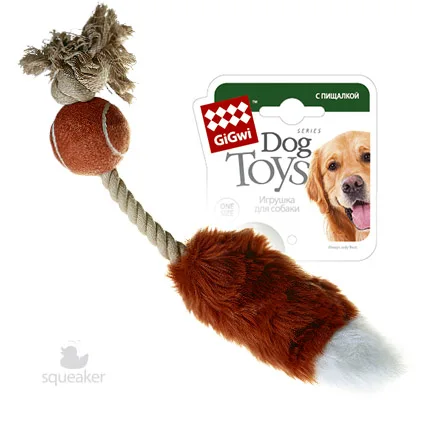 75074 Игрушка для собак Мячик с лисьим хвостом и пищалкой 40см серия CATCH &amp FETCH | Дом
