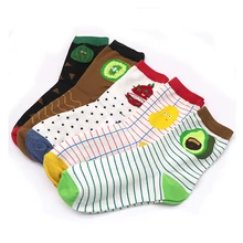 3 пары милых носков с рисунком фруктов для женщин, длинные носки для девочек, осенне-зимние забавные носки, цветные носки в полоску в горошек, Meias