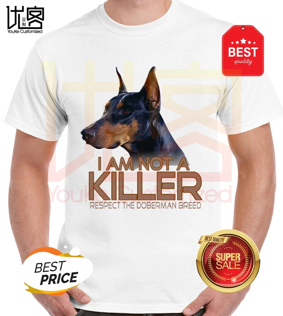 Doberman уважение футболка для мужчин круглый воротник Kawaii Фитнес Футболка
