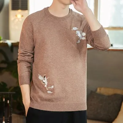 2019 Style Chinese Print Fashion Men Sweater Streetwear Casual Clothes Knitted Pullovers For Autumn Winter 2019 Style Chinese Print Fashion Men Sweater Streetwear Casual Clothes Knitted Pullovers For Autumn Winter